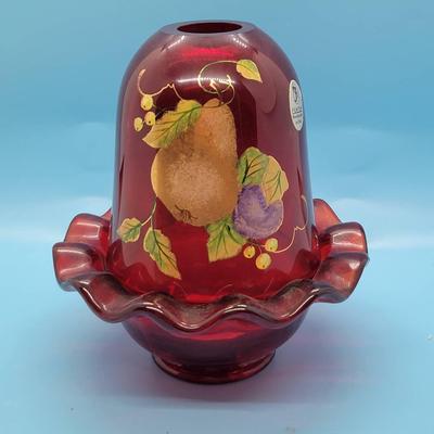 Ruby Red Fenton Handpainted Fairy Light