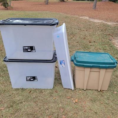 (4) Plastic Storage Totes