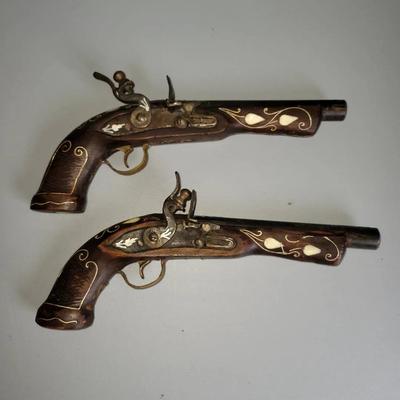 (2) Replica Flintlock Pistols with Mother of Pearl Inlay