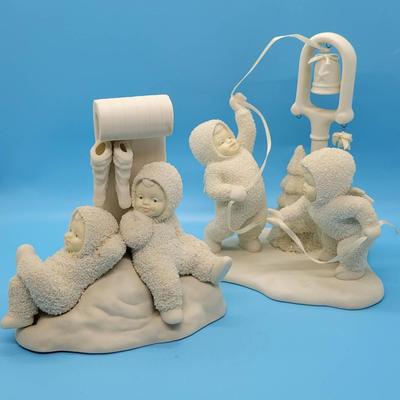 (2) Snowbabies by Dept 56: "Ring the Bells It's Christmas", "How Many Days Til Christmas?"
