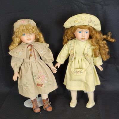 (2) 14" Porcelain Dolls