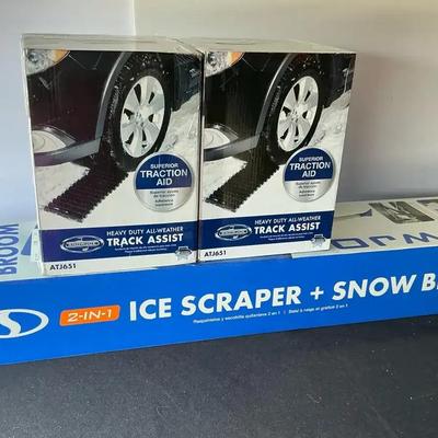 Snow Joe Car Tire Track Assist And 2 In 1 Ice Scraper And Snow Broom