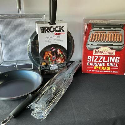 Fry Pans, Grilling Basket, Skewers, And Sausage Maker 