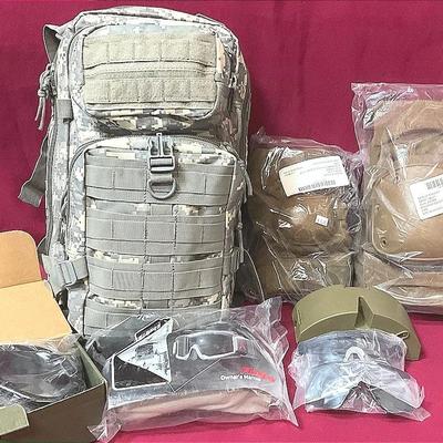 Army First Aid Filled Backpack, Goggles, Kneepads, Eyeware