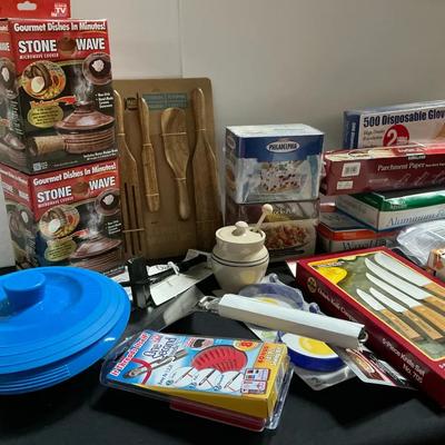Stoneware,  Silicone Bakeware, Spurtles, And Steak Knives 