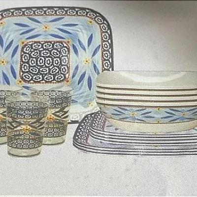 Temp Tations 16 Piece Outdoor Melamine Dinnerware Set