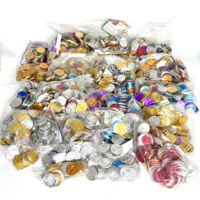 100 Pounds of Mardi Gras Doubloons Including 27 Gallon Tote 