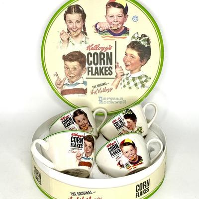 Kellog’s Cornflakes Norman Rockwell Oversized Mugs with Collectible Box 