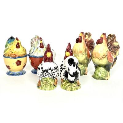 Lot of 3 Pairs of Chicken Salt and Pepper Shakers 