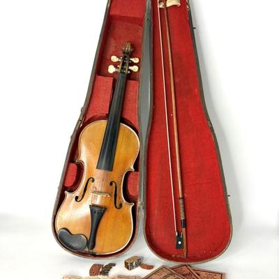 1930's Vintage Violin with Case, Extra Strings, and More