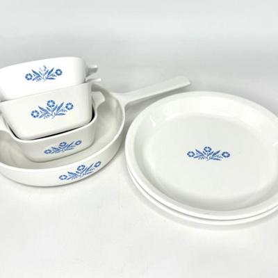 6 Piece Corning Ware Blue Cornflower Lot 