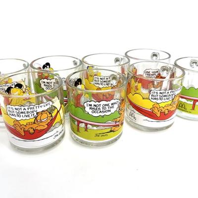 Set of 8 McDonalds Promotional Garfield Anchor Hocking Glasses Dated 1978 