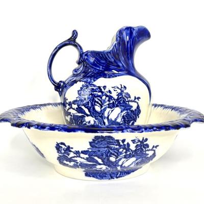 Antique Ironstone Staffordshire Bowl & Pitcher 