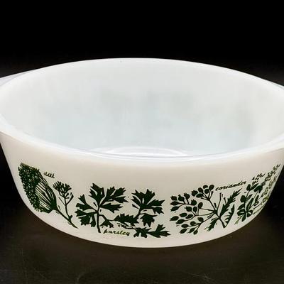 Vintage Glasbake Herb Garden Casserole Dish 