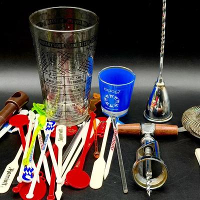 Vintage Barware Items & Glasses