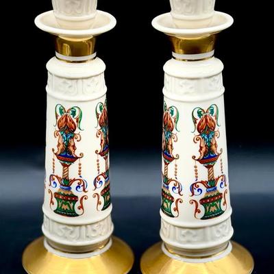 (2) Lenox Lido candlestick holders with 24K Gold Accents