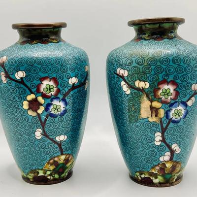 Pair of Cloisonné Vases — Possible 19th Century 