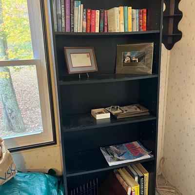 Tall Black Bookcase with Adjustable Shelves 