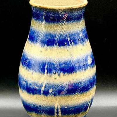 Signed Striped Pottery Vase