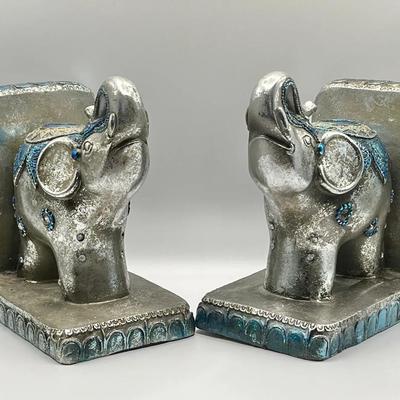 (2) Elephant Bookends