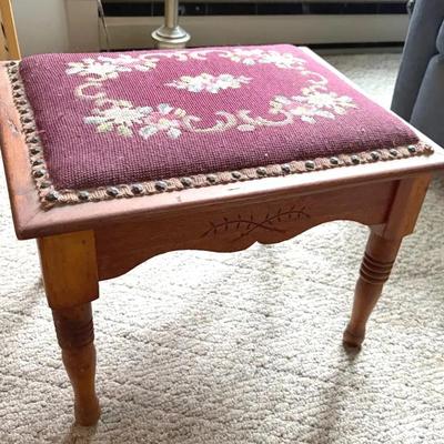Vintage Needlepoint Footstool