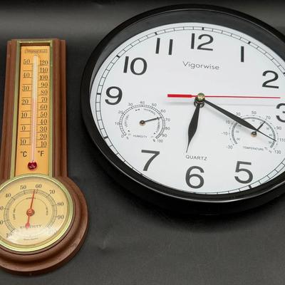 Vigorwise Clock & Vintage Thermometer 
