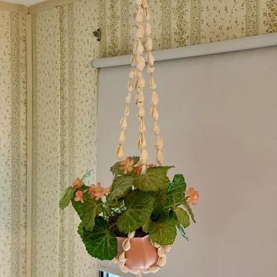 Vintage Shell Plant Honest With Faux Flowers 