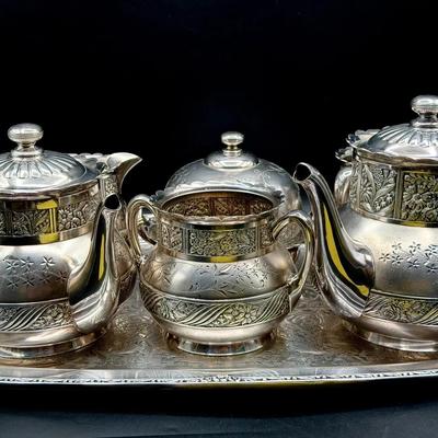 Huge Pairpoint Silver-Plate Tea Set