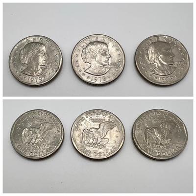 (3) 1979 Susan B Anthony Dollar Coins
