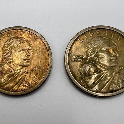 (2) 2000 Sacagawea Dollar Coins