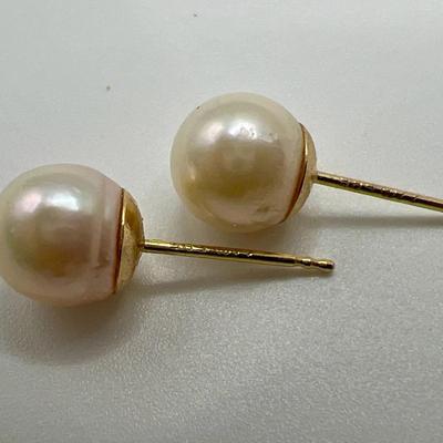14K Gold Pearl Earrings Stamped 585 Fine Jewelry