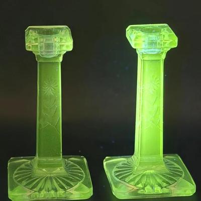 (2) Etched Candlesticks-UV Reactive! 