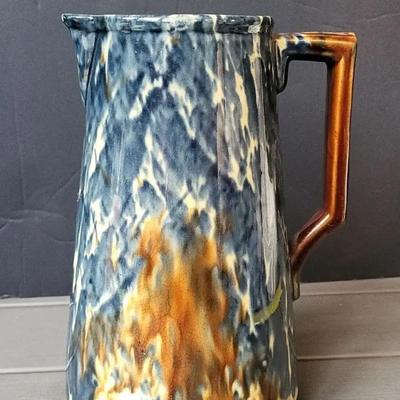 Antique Globe Pottery Drip Glazed Pitcher