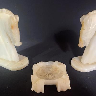 Marble Horse Head Bookends