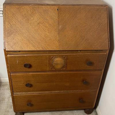 Antique Oak Slant Front Secretary Desk. 2nd FLOOR