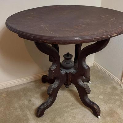 Eastlake Walnut Parlor Entry Round Table / SECOND FLOOR