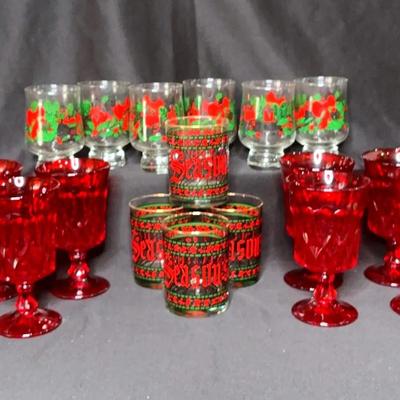 Holiday Glassware Seasons Greetings by Houze Art