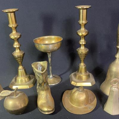 Brass Pieces: Candlesticks, Bells, Hat and More