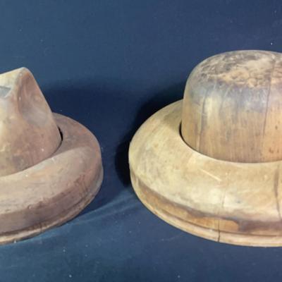 Two Wooden Hat Molds