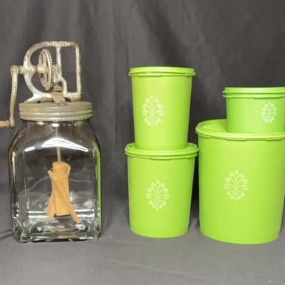 Dazey Butter Churn & Tupperware Canisters