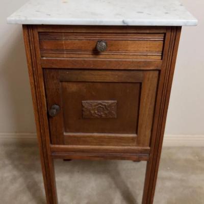 French Oak Bedside Table w/ Marble Top SECOND FLOOR 
