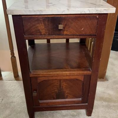 Antique Bedside Table With Marble Top / SECOND FLOOR 