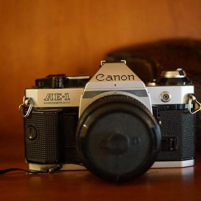 vintage Canon 1970's AE-1 powermate camera with original case