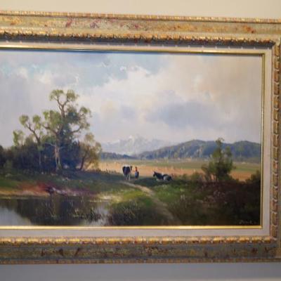 Sale Photo Thumbnail #1: Ernst Jugel oil of county landscape German , 1913- 1985 