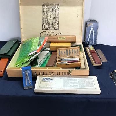 Large Lot Of Drafting Tools X-Acto Knife Plus