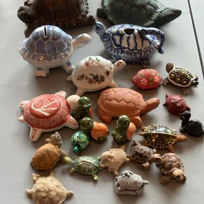 Lot Of Turtle Figures Terra Cotta Porcelain Resin 
