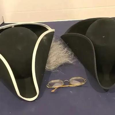 Ben Franklin Style Hats With 1 Wig & 1pair Of Glasses