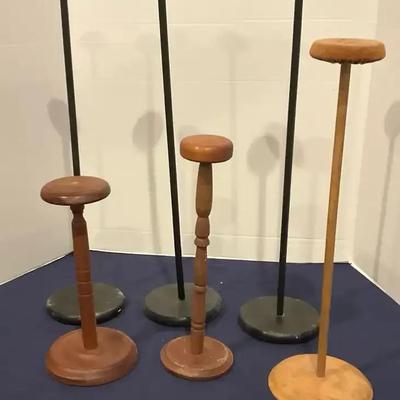 6 Wood Hat Stands