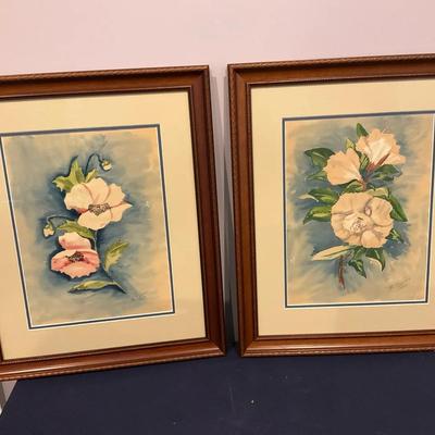 2 Signed/Dated B. Rudsma Watercolors Of Flowers From 1949