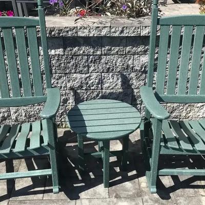 Pair Of Poly-Wood Rocking Chairs With Side Table Left Side